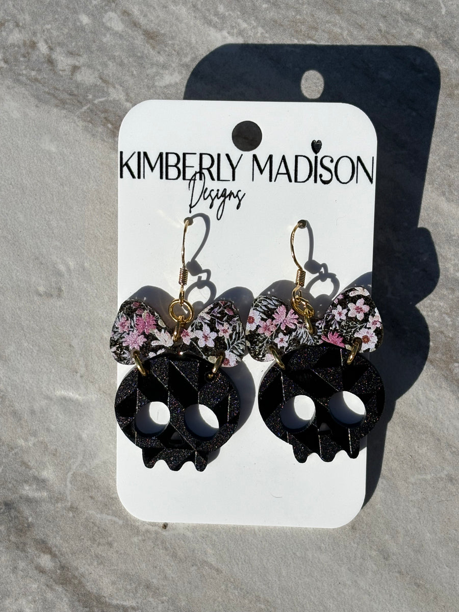 Skull Earrings (Flower Bow)