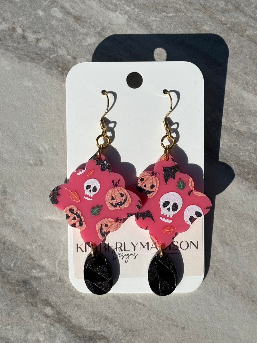 Halloween Pink Drop Earrings