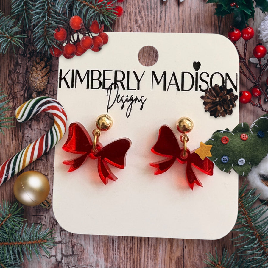 Dainty Christmas Bow Studs